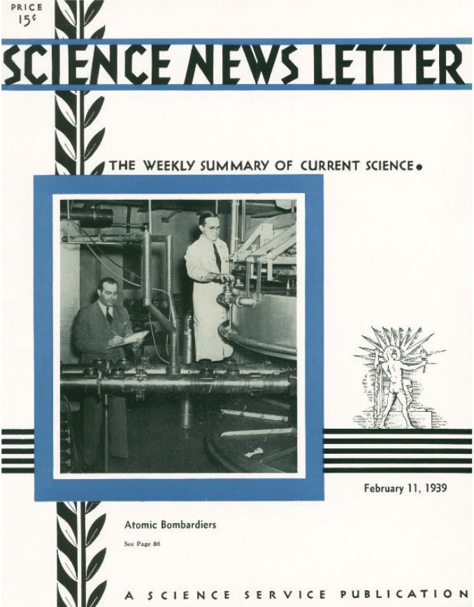 Science News Letter cover from 1939