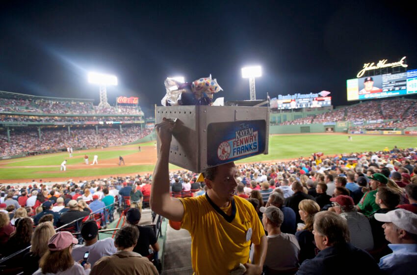 Food vendors at Fenway Park in Boston, MA during the final home game of the regular season between the Boston Red Sox and the Baltimore Oriels September 21, 2011. The Oriels defeated the Red Sox 6-4 (Photo by Rick Friedman//Corbis via Getty Images)