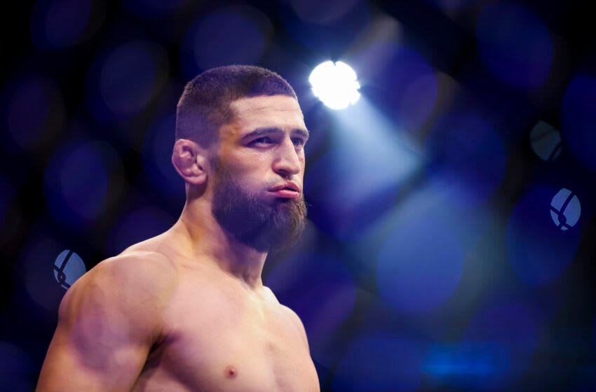 JACKSONVILLE, FLORIDA - APRIL 09: Khamzat Chimaev of Russia prepares for his welterweight fight against Gilbert Burns of Brazil during the UFC 273 event at VyStar Veterans Memorial Arena on April 09, 2022 in Jacksonville, Florida. (Photo by James Gilbert/Getty Images)