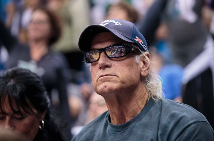 Oct 4, 2015; Minneapolis, MN, USA; Minnesota former governor Jesse Ventura watches the game between the Minnesota Lynx and Indiana Fever at Target Center. The Indiana Fever beat the Minnesota Lynx 75-69. Mandatory Credit: Brad Rempel-USA TODAY Sports