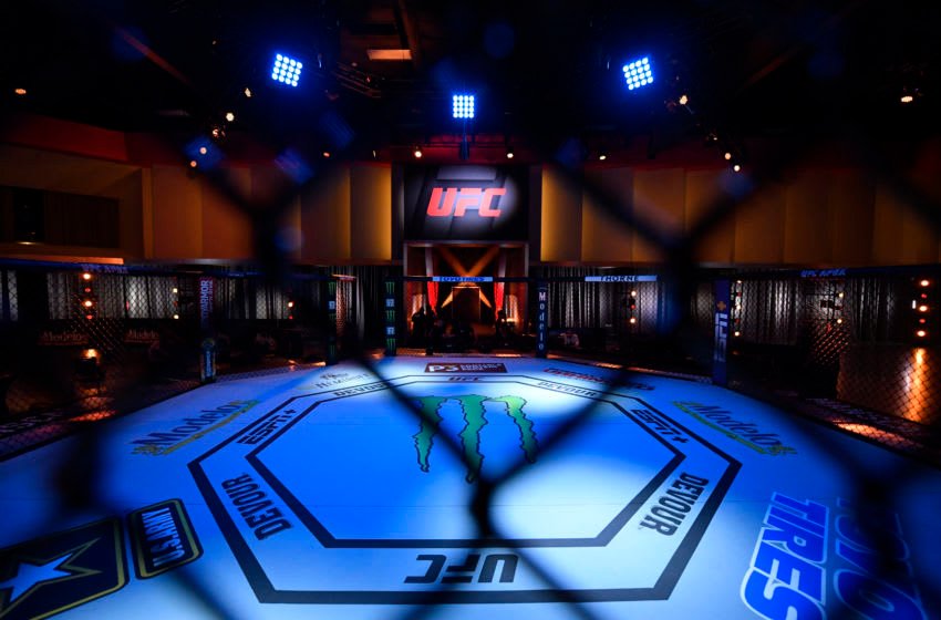 June 6, 2020; Las Vegas, NV, USA; A general view of the octagon prior to UFC 250 at the UFC APEX. Mandatory Credit: Jeff Bottari/Zuffa LLC via USA TODAY Sports